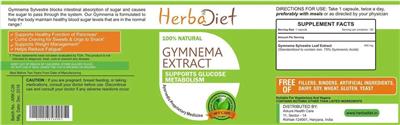 Photo of the Herbadiet Gymnema Extract label