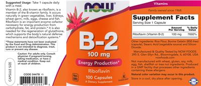 Photo of the NOW B-2 100 mg label