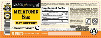 Photo of the Mason Natural Melatonin 5 mg label