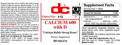 Photo of the DC Calcium 600 with D label