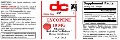 Photo of the DC Lycopene 10 mg label