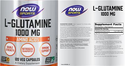 Photo of the NOW Sports L-Glutamine 1000 mg label