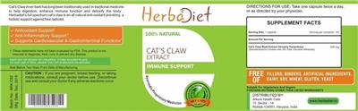 Photo of the Herbadiet Cat's Claw Extract label