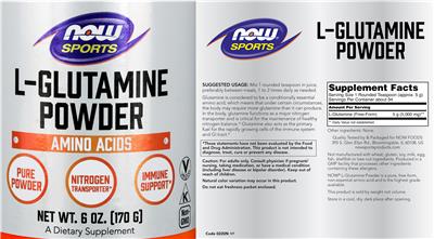 Photo of the NOW Sports L-Glutamine Powder label