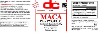Photo of the DC Maca Plus Pygeum label