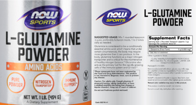 Photo of the NOW Sports L-Glutamine Powder label