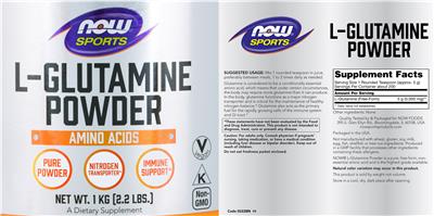 Photo of the NOW Sports L-Glutamine Powder label