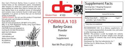 Photo of the DC Formula 103 label