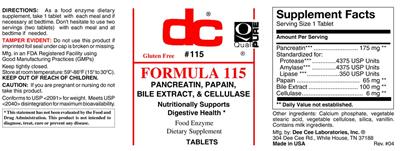 Photo of the DC Formula 115 label
