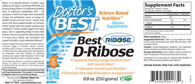 Photo of the Doctor's Best Best D-Ribose label