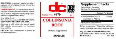 Photo of the DC Collinsonia Root label