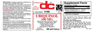 Photo of the DC Ubiquinol 100 mg label