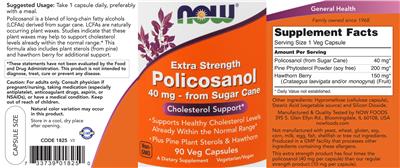 Photo of the NOW Extra Strength Policosanol label