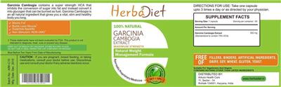 Photo of the Herbadiet Garcinia Campbogia Extract Maximum Strength label