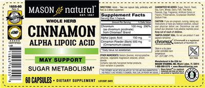 Photo of the Mason Natural Cinnamon Alpha Lipoic Acid label