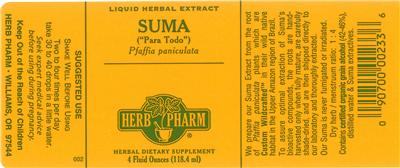 Photo of the Herb Pharm Suma label