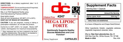 Photo of the DC Mega Lipoic Forte label