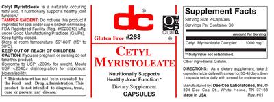 Photo of the DC Cetyl Myristoleate label