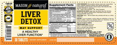 Photo of the Mason Natural Liver Detox label