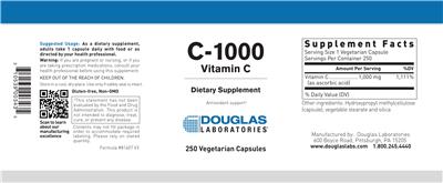 Photo of the Douglas Laboratories C-1000 Vitamin C label