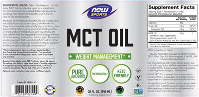 Photo of the NOW Sports MCT Oil label