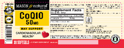 Photo of the Mason Natural CoQ10 50 mg label