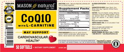 Photo of the Mason Natural CoQ10 with L-Carnitine label