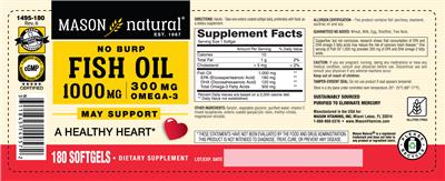 Product label for Fish Oil 1000 mg