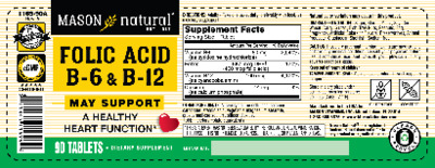 Photo of the Mason Natural Folic Acid B6 & B12 label