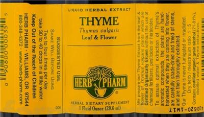 Photo of the Herb Pharm Thyme label