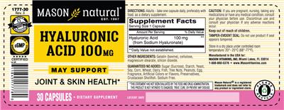 Photo of the Mason Natural Hyaluronic Acid 100 mg label