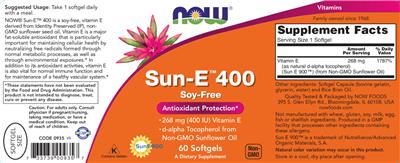 Photo of the NOW Sun-E 400 label