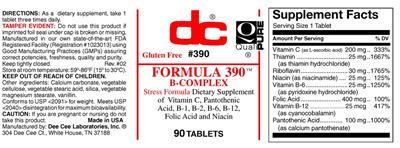 Photo of the DC Formula 390 B-Complex label