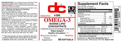 Photo of the DC Omega-3 label