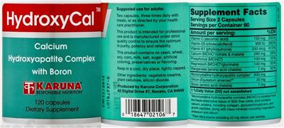 Photo of the Karuna HydroxyCal label