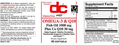 Photo of the DC Omega-3 & Q10 label