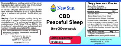 Photo of the New Sun CBD Peaceful Sleep label