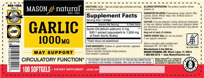 Photo of the Mason Natural Garlic 1000 mg label