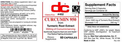Photo of the DC Curcumin 950 label