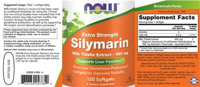 Photo of the NOW Extra Strength Silymarin label
