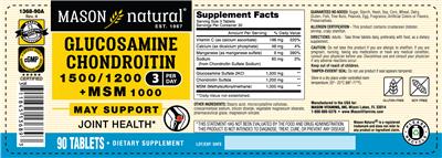 Photo of the Mason Natural Glucosamine Chondroitin 1500/1200 + MSM 1000 label