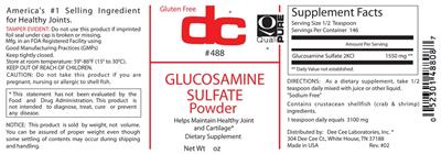 Photo of the DC Glucosamine Sulfate Powder label