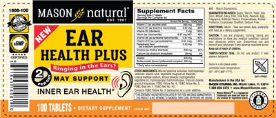 Photo of the Mason Natural Ear Health Plus label