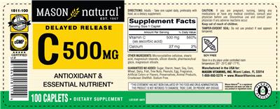 Photo of the Mason Natural Delayed Release C 500 mg label