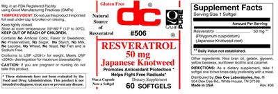 Photo of the DC Resveratrol 50 mg Japanese Knotweed label
