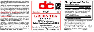 Photo of the DC Green Tea Extract label