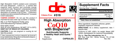 Photo of the DC CoQ10 with BioPerine label