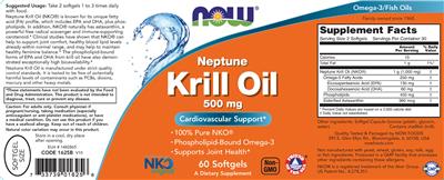 Photo of the NOW Neptune Krill Oil 500 mg label