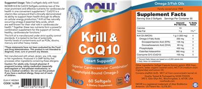 Photo of the NOW Krill & CoQ10 label