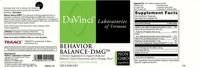 Photo of the DaVinci Laboratories of Vermont Behavior Balance-DMG label